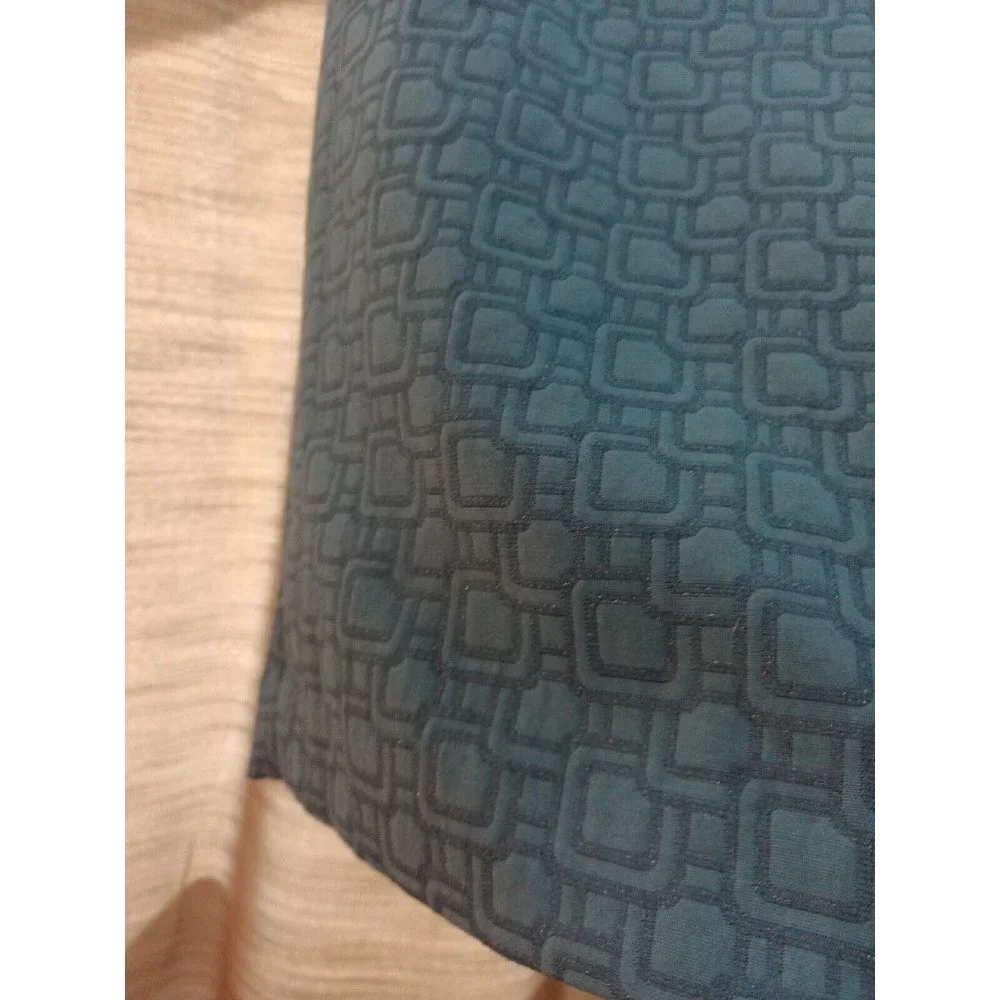 Women's Ann Taylor Teal/Blue Square Print With Shimmer Detail Pencil Skirt Sz 2 - Picture 2 of 6